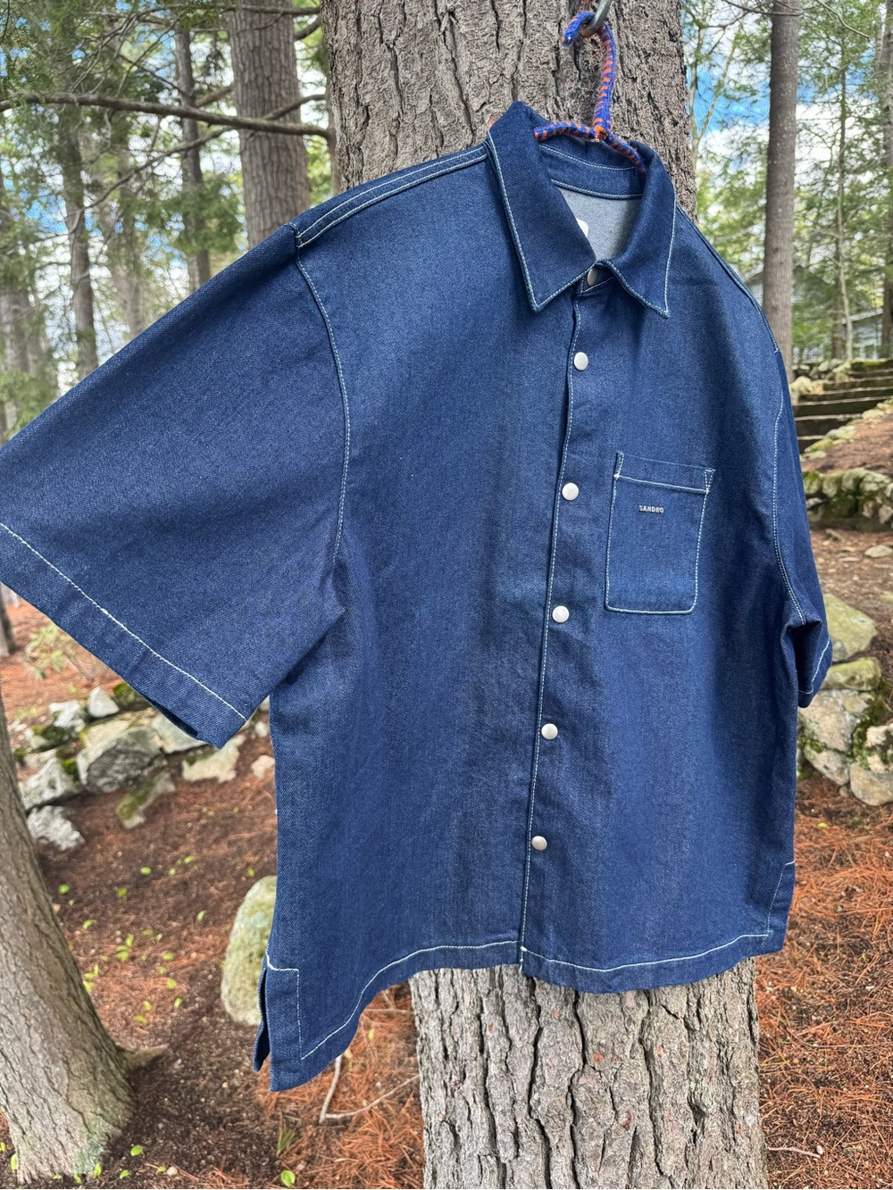 Sandro Denim Snap Button Top or Jacket XXL